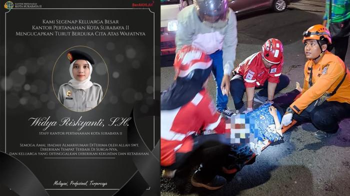 KORBAN KEJAHATAN - Staf Kantor Pertanahan Kota Surabaya II, Widya Riskyanti (28), meninggal dunia di RSUD dr Soetomo Surabaya pada Jumat (5/6/2026) sore. Widya meninggal dunia setelah koma selama empat hari akibat terjatuh dari sepeda motor setelah dijambret di Jalan Kusuma Bangsa, Kecamatan Genteng, Kota Surabaya, Jawa Timur.