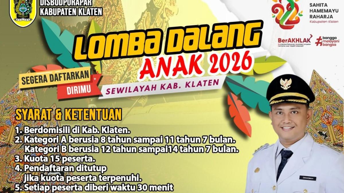 WISATA KLATEN - Flyer lomba dalang cilik se Kabupaten Klaten.
