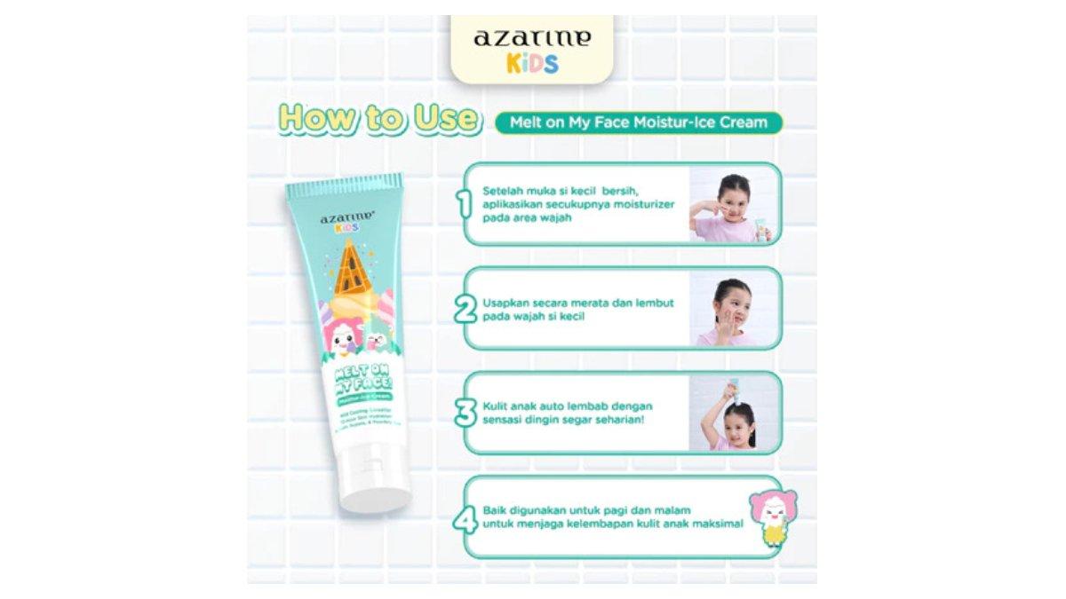 llustrasi cara pakai produk Azarine Kids Melt On My Face Moistur Ice Cream