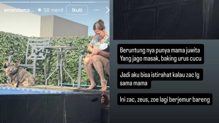 PUJI SOSOK MERTUA - Artis Amanda Manopo ungkap keberuntungan memiliki ibu mertua sebaik Juwita yang sigap membantunya merawat Baby Zac dicapture Sabtu (13/6/2026).