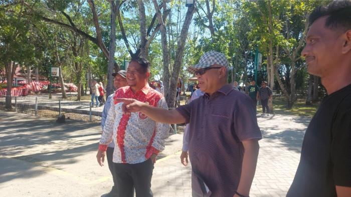 PESERTA PENAS — Bupati Gorontalo, Sofyan Puhi saat mendampingi peserta PENAS Petani Nelayan XVII dari KTNA Kabupaten Paser di Pentadio Resort, Minggu (21/6/2026). (Sumber: TribunGorontalo.com/Fajri A. Kidjab)