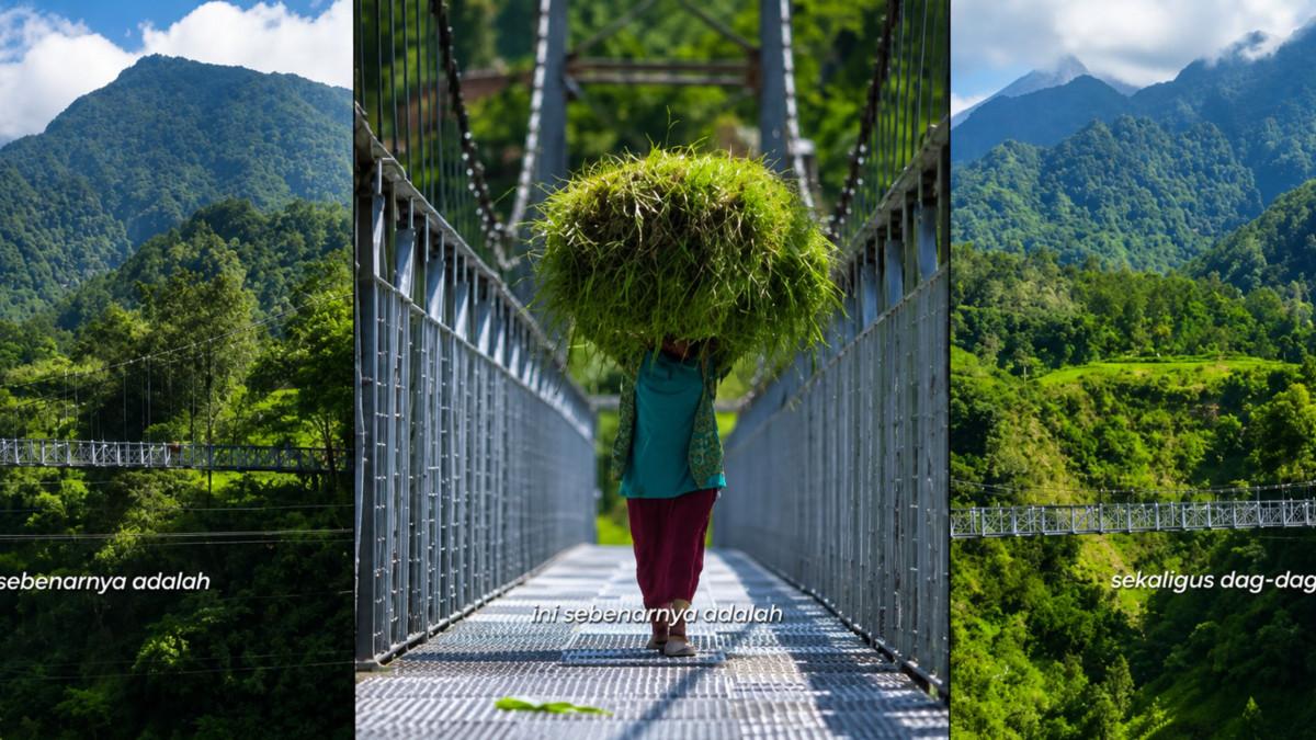 JEMBATAN GIRPASANG KLATEN - Jembatan sepanjang 120 meter ini menjadi ikon kawasan wisata yang menawarkan panorama perbukitan hijau serta pemandangan langsung ke Gunung Merapi.