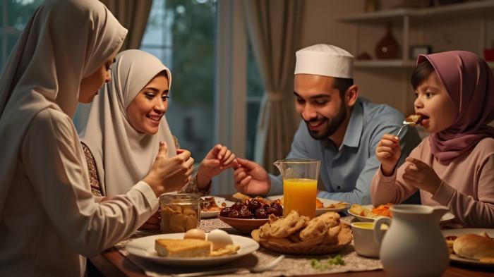 SAHUR PUASA- Ilustrasi sebuah keluarga kecil saat bersiap melaksanakan sahur puasa Asyura.