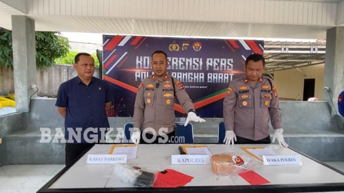 UNGKAP KASUS SABU — Konferensi pers Polres Bangka Barat terhadap ungkap kasus peredaran satu kilogram narkotika jenis sabu, Rabu (24/6/2026).