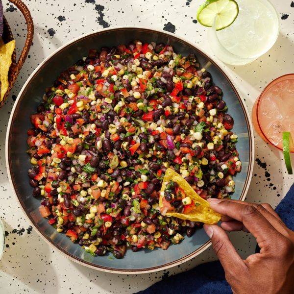 chunky black bean salsa with corn & bell pepper Credit: Fred Hardy