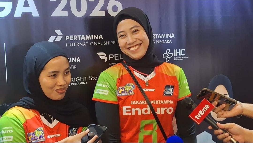 TEKAD BAWA JUARA - Atlet voli Megawati Hangestri bertekad bawa tim voli putri Jakarta Pertamina Enduro (JPE) menjuarai Proliga 2026, Enduro Fastron Lounge, Jakarta, Senin (5/1/2026). Tribunnews/Abdul Majid 