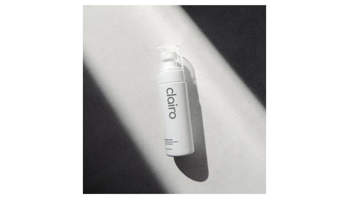 Ilustrasi new packaging Clairo natural deodorant spray tawas