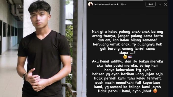 CUITAN ONYO - Penyanyi Betrand Peto soroti sikap dingin adik-adiknya saat bertemu ayah Ruben Onsu dicapture Kamis (25/6/2026).