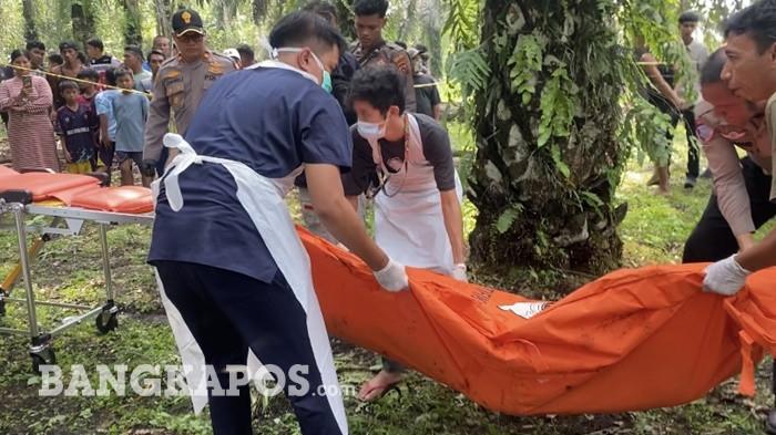 MAYAT DI KEBUN — Penemuan dan evakuasi mayat di kebun sawit Desa Air Bulin, Kecamatan Kelapa, Bangka Barat pada Kamis, 11 Maret 2026 lalu.