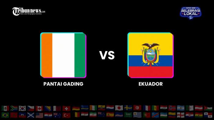 PANTAI GADING VS EKUADOR - Ilustrasi bendera Pantai Gading dan Ekuador pada persaingan di Piala Dunia 2026