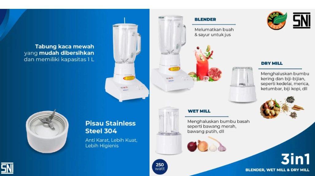 Blender Miyako BL102GS (Kaca) - Putih [1L]
