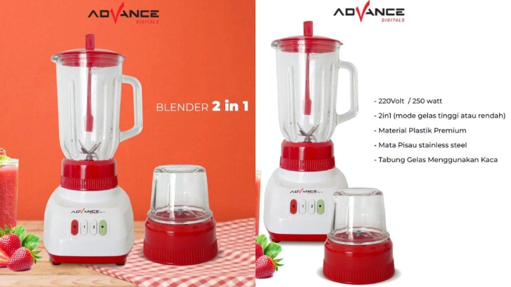 ADVANCE BL11 1.25 Liter Multifungsi Blender Full Kaca 2IN1 Foodgrade Garansi Resmi 1 tahun