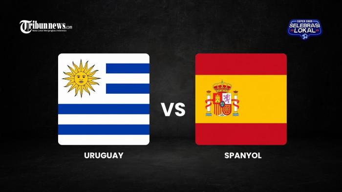 URUGUAY VS SPANYOL - Ilustrasi bendera Uruguay dan Spanyol terkait persaingan di Grup H Piala Dunia 2026.