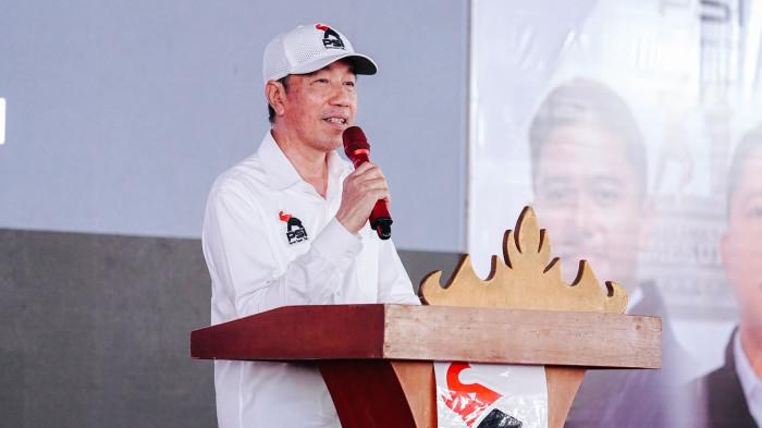 JOKOWI BLUSUKAN - Presiden ke-7 RI, Joko Widodo berbicara di Rakorda DPD PSI Kabupaten Mesuji, Jumat (26/6/2026). 