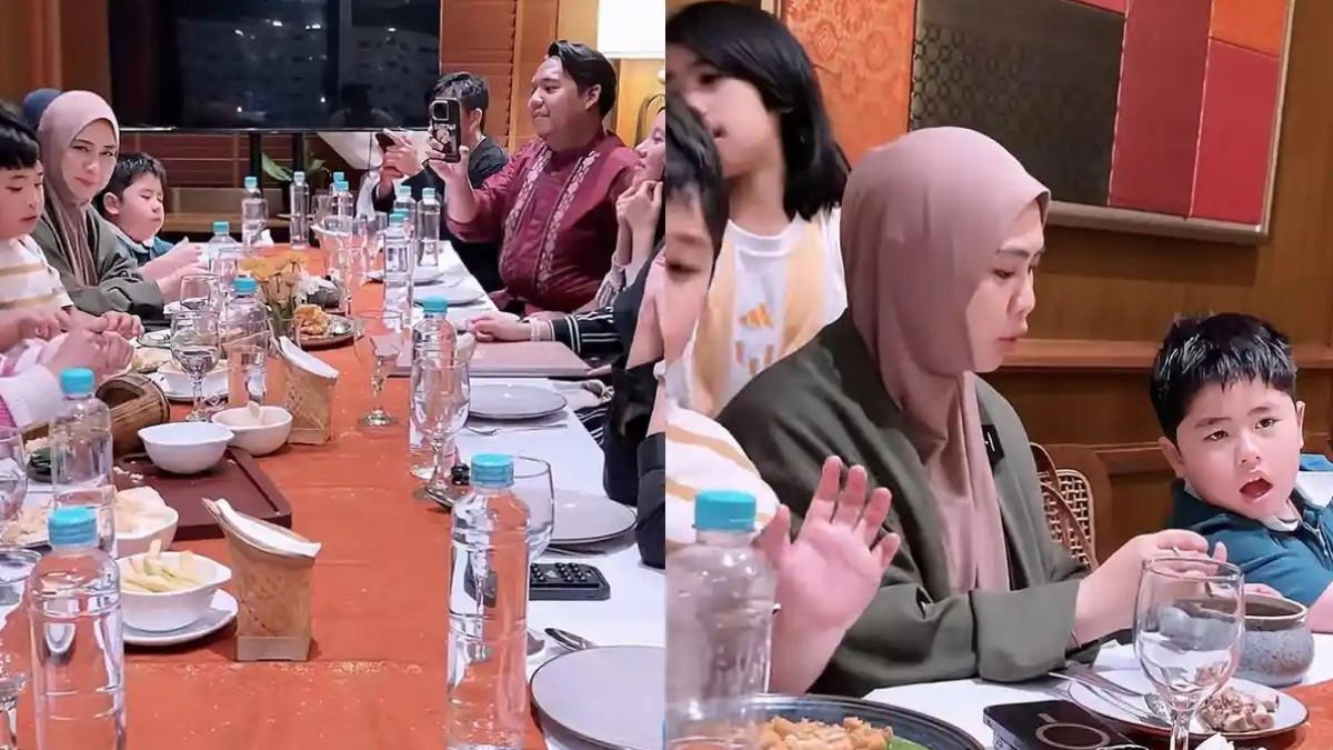Oki terlihat menikmati makan malam bersama anak-anaknya dan tim kerja sepulang dari Mesir.