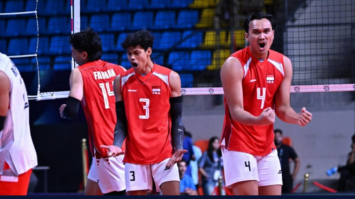 TIMNAS VOLI INDONESIA - Aksi penggawa Timnas Voli Indonesia di ajang AVC Men's Cup 2026.