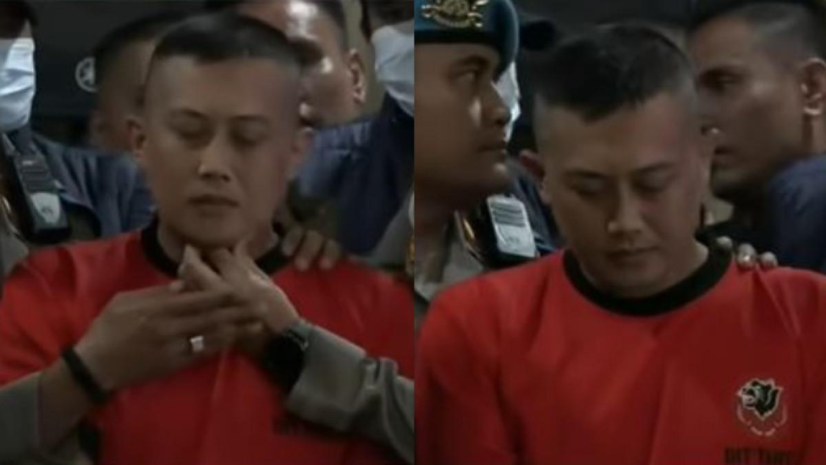 Taufik Hidayat saat dihadirkan dalam konferensi pers di Polda Jawa Barat, Jumat (27/6/2026). Ia merupakan tersangka kasus penganiayaan terhadap pacar.