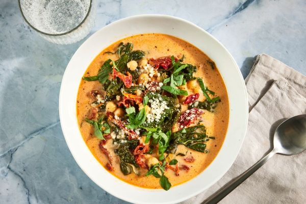 an image of the Marry Me Chickpea Soup with Kale Credit: Photographer: Jen Causey, Food Stylist: Margaret Monroe Dickey, Prop Stylist: Christina Daley