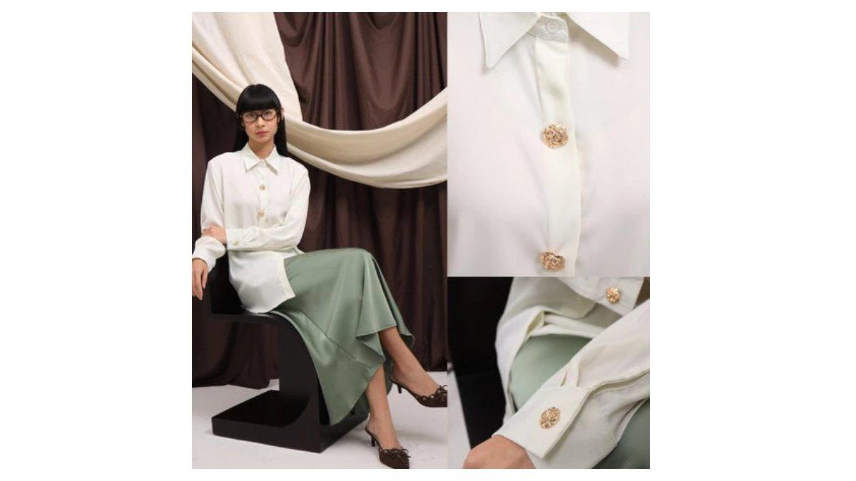 Ilustrasi rekomendasi atasan wanita Jenn & Rose - Ella Satin Shirt Premium