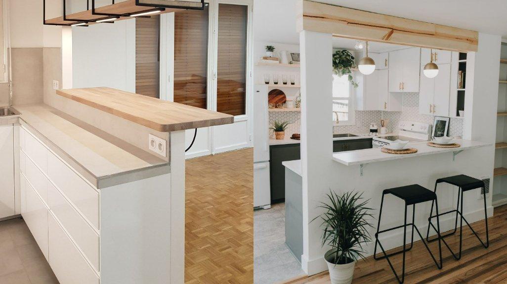 Meja bar yang berada di dapur membuat dapur kelihatan jadi mewah.