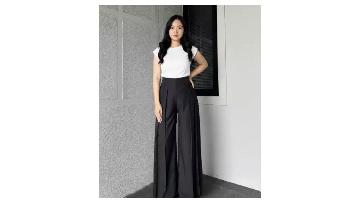 Ilustrasi Mix and Match celana kulot dengan Kaus Basic