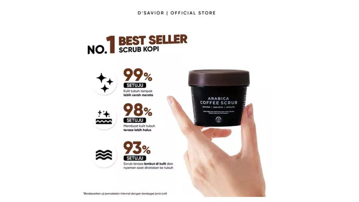 Ilustrasi manfaat dan kelebihan produk DSavior Arabica Coffee Scrub