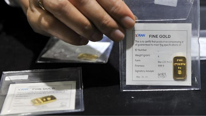 EMAS BATANGAN- Ilustrasi emas batangan ukuran 5 gram yang jadi pilihan banyak pihak untuk investasi jangka panjang.