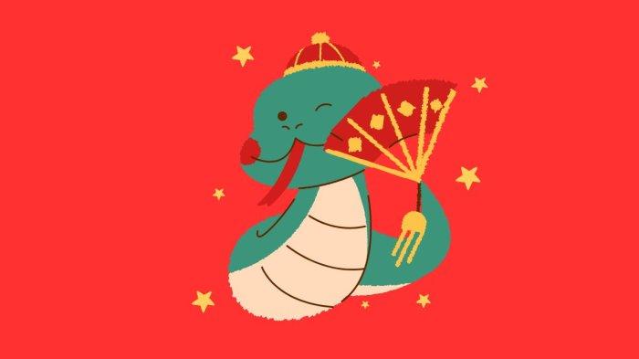 ILUSTRASI SHIO ULAR - Lambang Shio Ular yang dibuat di Canva pada Kamis (5/6/2025).