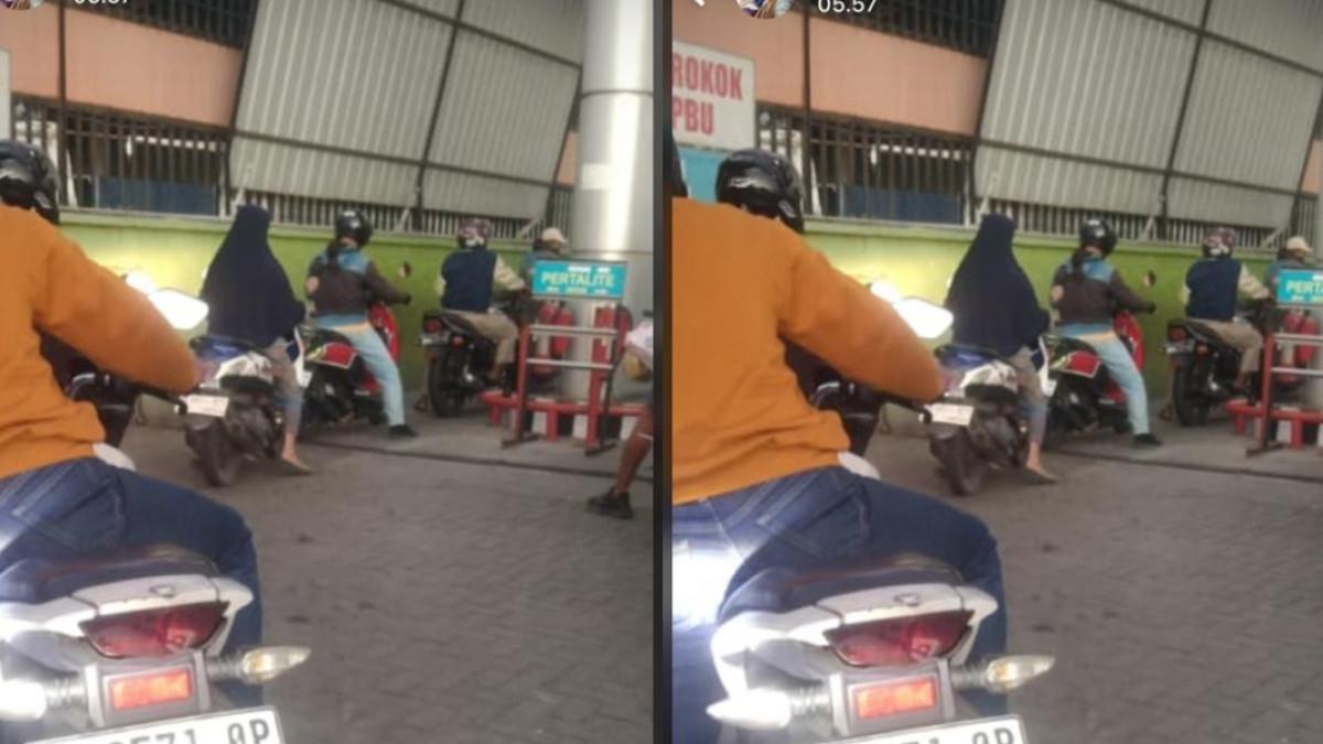 Pukul 05.00 WIB, Dini (40), warga Ngringo, Karanganyar sudah memarkirkan sepeda motornya di SPBU Palur, Karanganyar, Jawa Tengah.
