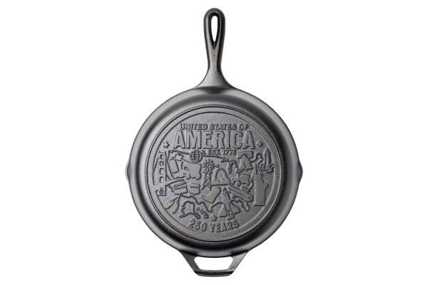 Lodge 10.25 Inch Cast Iron Skillet – Pre-Seasoned Frying Pan with Teardrop Handle – Oven, Stovetop, Grill & Campfire Use – Made in USA – Non-Toxic, Even-Heating Cookware – 250th Anniversary Logo Credit: Amazon