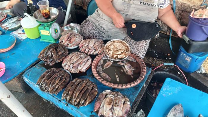 HASIL LAUT - Ilustrasi hasil laut yang dijual di Pasar Bersehati, Manado, Sulawesi Utara, Kamis (2/7/2026). Berikut harga bahan pokok hari ini.