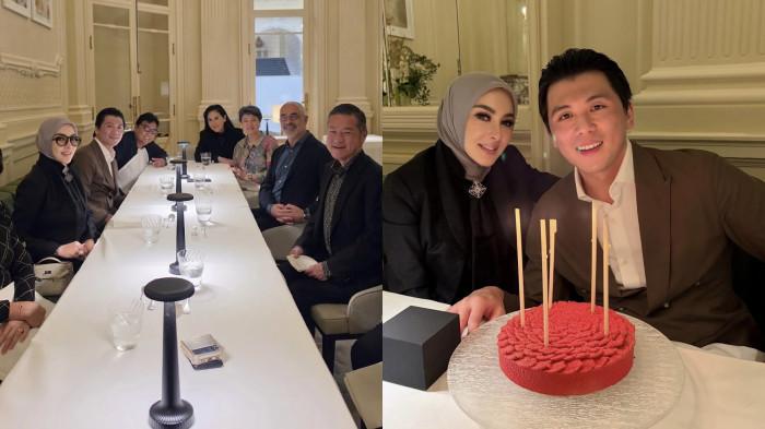 ULTAH - Artis Syahrini rayakan ulang tahun pengusaha Reino Barack di Eropa bareng mertua dan kolega dicapture Rabu (24/6/2026). 