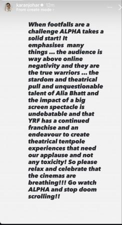 'Stop doom scrolling': Karan Johar defends Alia Bhatt's Alpha amid trolling; netizens criticise him for skipping Sharvari's name