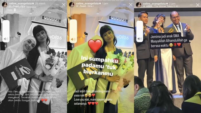 BERANJAK REMAJA - Potret anak sulung Celine Evangelista di momen kelulusan sekolah, dicapture Sabtu (6/6/2026). Jemima kini tumbuh jadi remaja.