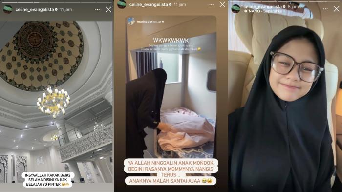 MASUK PESANTREN - Artis Celine Evangelista antarkan anak sulungnya, Jemima mondok di pesantren, dicapture Minggu (5/7/2026). Tangisnya tak terbendung saat merapikan kamar tidur Jemima di pondok.
