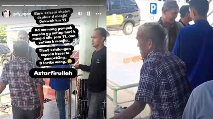 PENCURIAN -- Sepeda ontel dan dagangan pempek milik seorang kakek raib dicuri saat ia salat zuhur di Masjid Da'wah, Alang-Alang Lebar, Palembang.