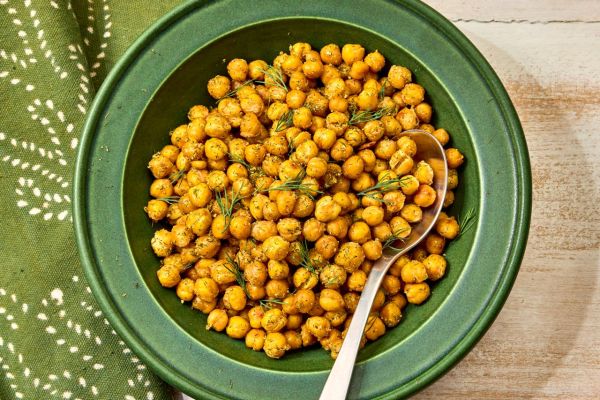A recipe image of Dill Pickle Crispy Chickpeas Credit: Photographer: Caley Ellenburg, Food Stylist: Emily Nabors Hall, Prop Stylist: Abby Armstrong.
