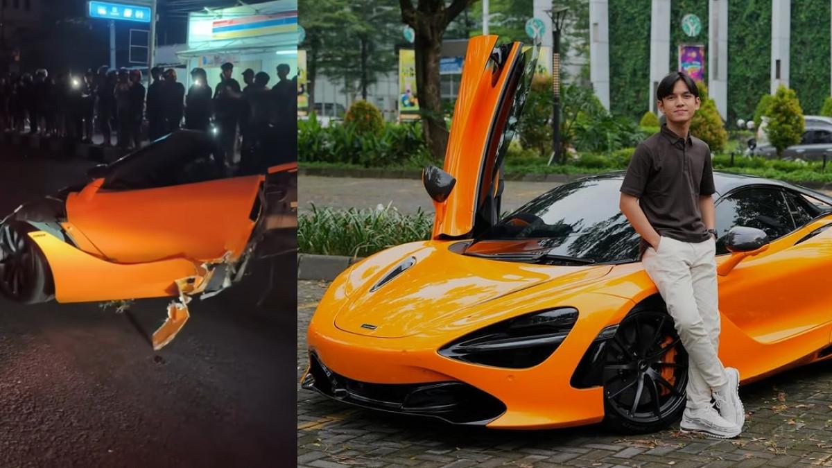 KECELAKAAN MCLAREN - YouTuber Andra ST kecelakaan tunggal ketika menaiki McLaren di Sukoharjo pada Rabu (8/7/2026) dini hari