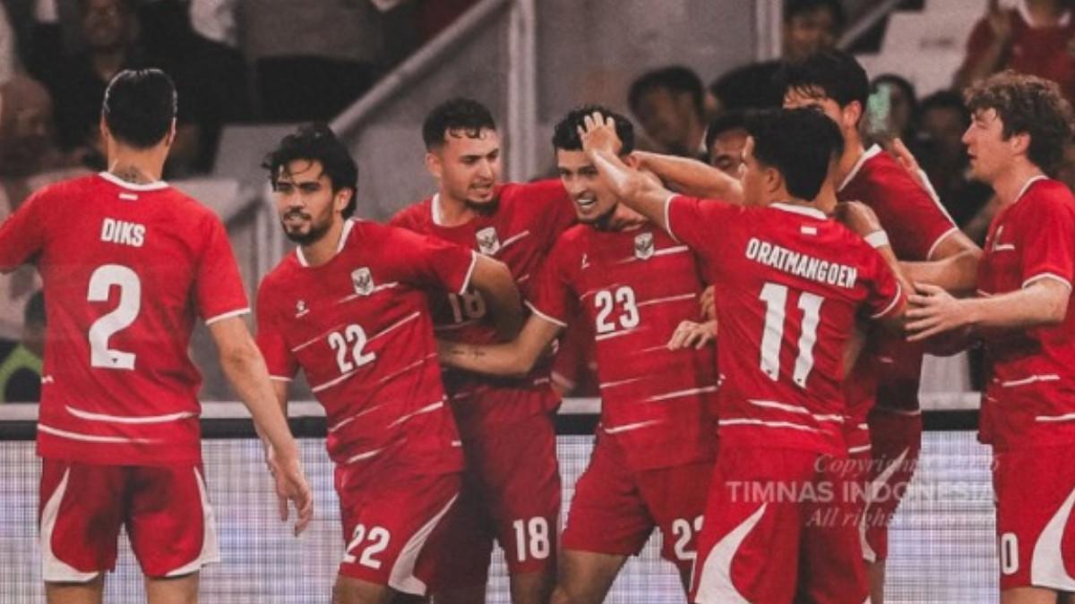 SELEBRASI TIMNAS - Gol pertama Timnas Indonesia vs Oman yang dicetak oleh Justin Hubner. Laga Timnas Indonesia vs Oman berlangsung di Stadion Gelora Bung Karno, Jakarta, Jumat (5/6/2026).