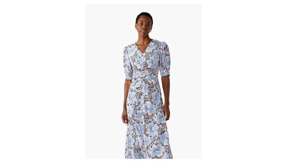 Ilustrasi rekomendasi Puff Sleeve Floral Dress untuk dipakai liburan