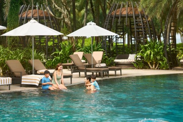 Families can spend time at the resorts pools and beachfront areas when the weather is clear. Photo courtesy of the resort