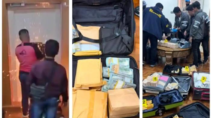 PENGGELEDAHAN DI SENTUL - (kiri) Ahli duplikat kunci sedang membuka paksa brankas dalam rumah mewah di kawasan Sentul, Kecamatan Babakanmadang untuk membantu tugas kepolisian, Rabu (8/7/2026). (kanan dan tengah) Polri kembali menemukan brangkas tersembunyi saat menggeledah sebuah rumah di kawasan Sentul, Bogor, Jawa Barat soal kasus dugaan korupsi dan TPPU dalam perkara PLN Batu Bara hingga Asabri pada Rabu (8/7/2026).
