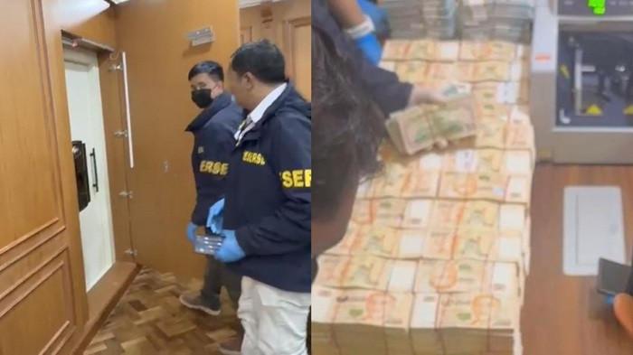 KASUS KORUPSI - Polisi menyita sejumlah uang dollar Amerika Serikat dan Singapura di dalam brankas saat menggeledah restoran Perancis di Cipete, Jakarta Selatan. (Dokumentasi Polisi)