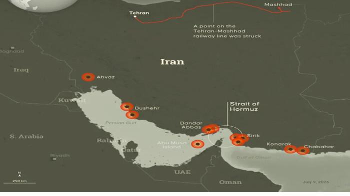 LIMA PROVINSI - Peta lima provinsi di Iran yang menjadi sasaran serangan udara Amerika Serikat pada 8–9 Juli 2026. Menurut otoritas Iran, serangan tersebut menewaskan sedikitnya 14 orang dan melukai 78 lainnya, menandai eskalasi baru setelah runtuhnya nota kesepahaman antara Washington dan Teheran.