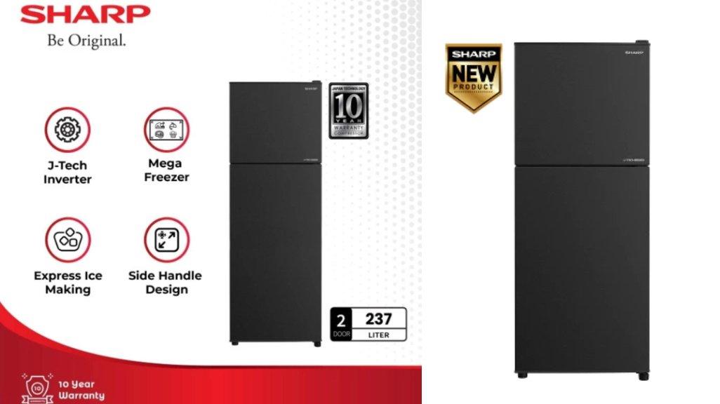 Sharp Kulkas 2 Pintu Shine J-Tech Inverter Series 256 Liter SJ-326SI-GK.