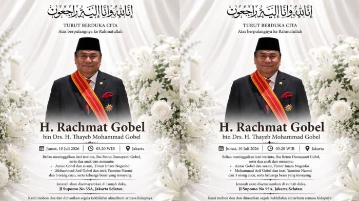 BERITA DUKA -- Kolase foto Rachmat Gobel. Rachmat Gobel dikabarkan meninggal dunia hari ini, Jumat (10/7/2026).