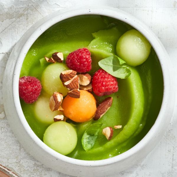 Recipe image of Honeydew Smoothie Bowl Credit: Photographer: Brie Goldman; Food Stylist: Kelsey Moylan; Prop Stylist: Sue Mitchell.