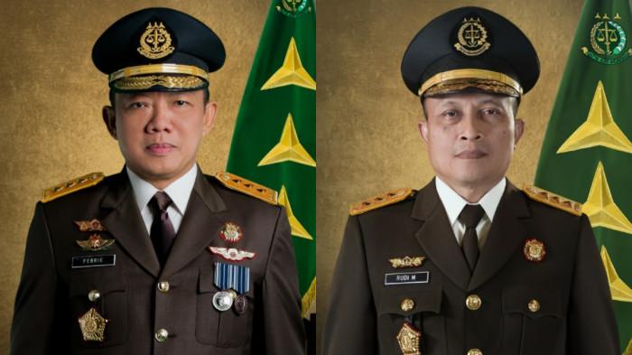KASUS KORUPSI KEJAGUNG - Mantan Jampidsus Kejagung, Febrie Adriansyah (kiri), ditetapkan sebagai tersangka dalam kasus dugaan korupsi penanganan tiga perkara besar, oleh Kortas Tipikor Polri, Sabtu (11/7/2026). Di hari yang sama, sebelum penetapan Febrie sebagai tersangka, Jaksa Agung, ST Burhanuddin, menunjuk Rudi Margono (kanan) sebagai Plt Jampidsus. Febrie sendiri telah mundur dari jabatannya sebagai Jampidsus pada Jumat (10/7/2026).