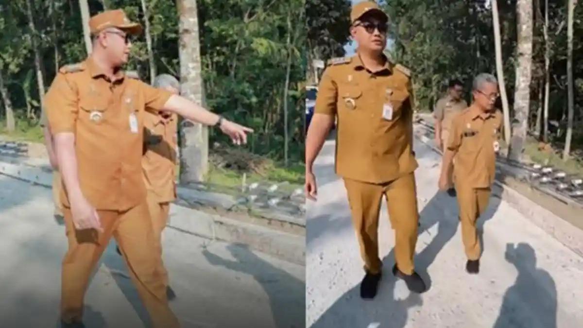 PERBAIKAN JALAN - Bupati Hamenang cek langsung proses perbaikan jalan Kaliwuluh–Surowono terus berjalan.