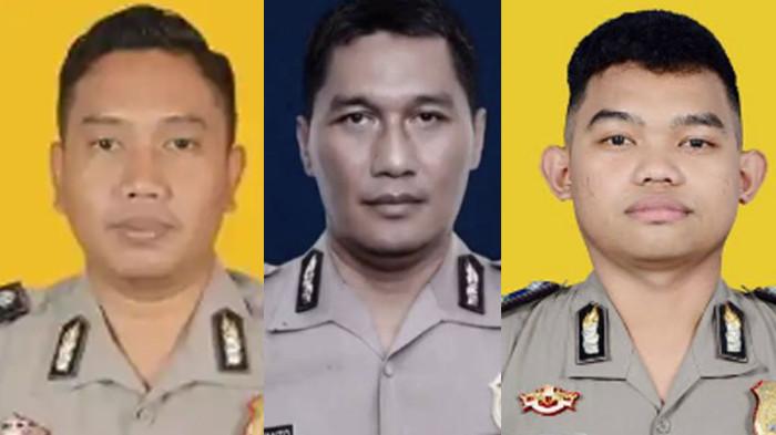 GUGUR - Aiptu Sumariyanto (tengah), Aipda Yudhie Perdana Putra (kiri) dan Bripda Nopandri Ramadhana (kanan), polisi yang gugur saat penggerebekan bandar narkoab di Katingan, Kalimantan Tengah. 